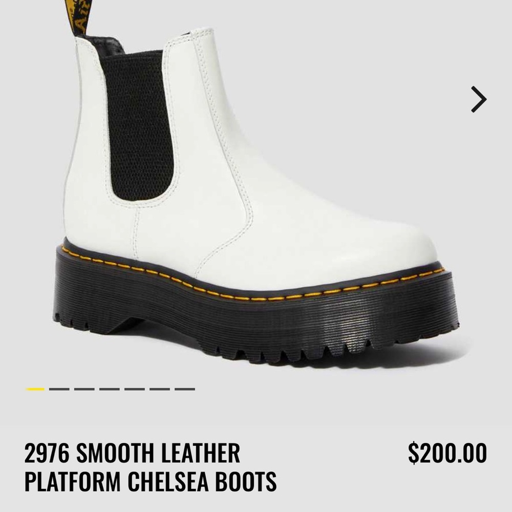 Dr. Martens White Smooth Leather Platform Chelsea Boots